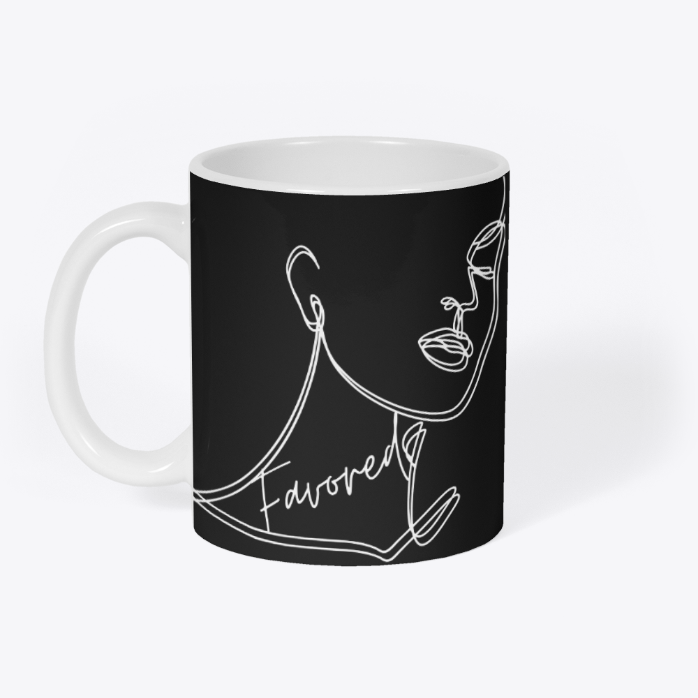 FAVORED. Coffee Mug 11oz-Faith Health And Home Lifestyle Store-Makeba Giles-Designer-Black Owned Business-Small Business-Woman Owned Business-Gifts for her-gifts under 15.00-inspiration coffee cup