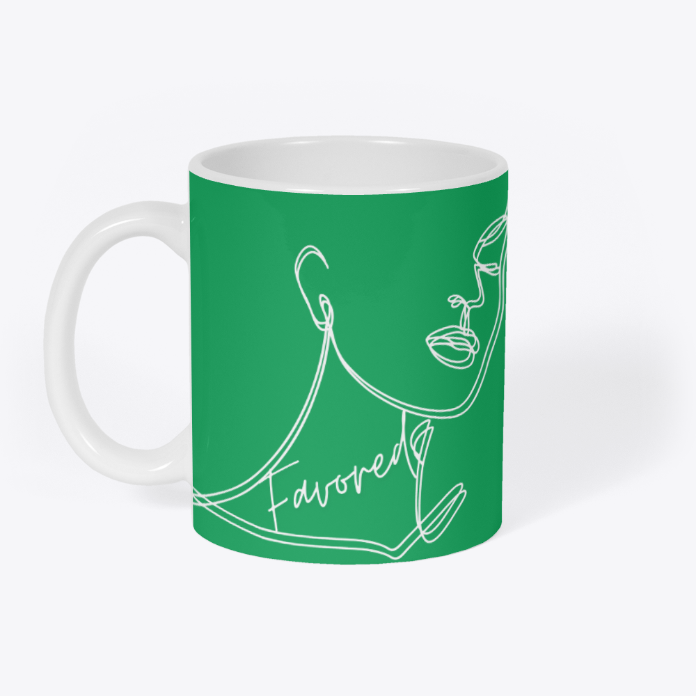 FAVORED. Coffee Mug 11oz-Faith Health And Home Lifestyle Store-Makeba Giles-Designer-Black Owned Business-Small Business-Woman Owned Business-Gifts for her-gifts under 15.00-inspiration coffee cup