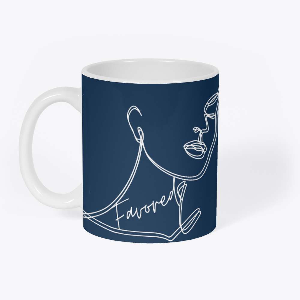 FAVORED. Coffee Mug 11oz-Faith Health And Home Lifestyle Store-Makeba Giles-Designer-Black Owned Business-Small Business-Woman Owned Business-Gifts for her-gifts under 15.00-inspiration coffee cup